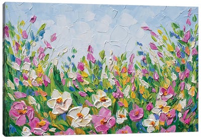 Joyful Flowers Canvas Art Print - Garden & Floral Landscape Art