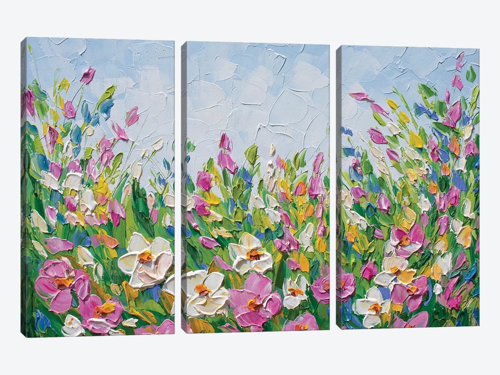 Joyful Flowers by Olga Tkachyk 3-piece Canvas Print