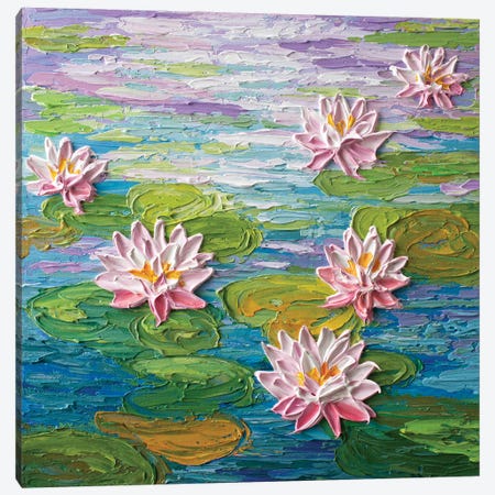 Morning Water Lilies Canvas Print #OTK247} by Olga Tkachyk Canvas Art