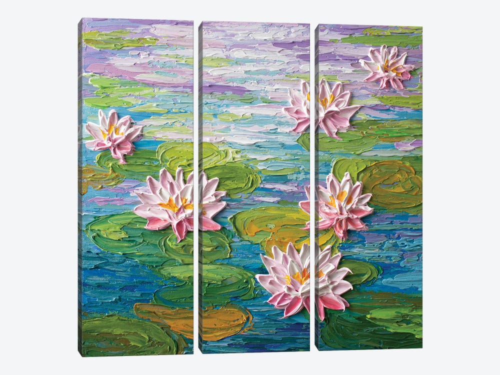 Morning Water Lilies by Olga Tkachyk 3-piece Canvas Art