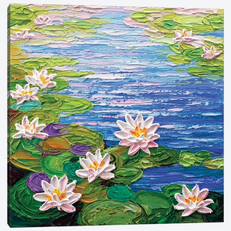 Water Lilies Pond II Canvas Print #OTK252} by Olga Tkachyk Canvas Art