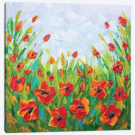 Poppy Field II Canvas Print #OTK253} by Olga Tkachyk Canvas Art