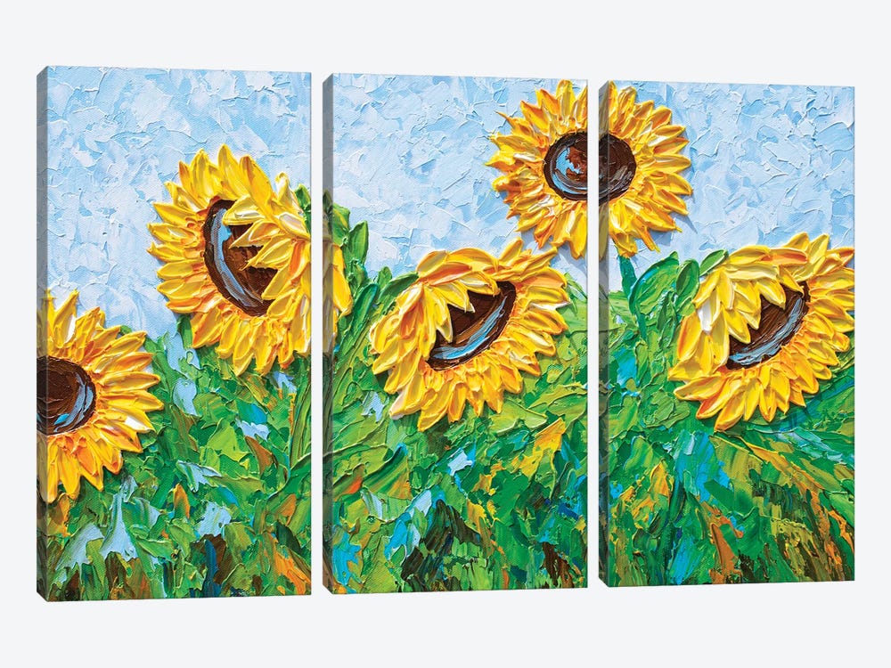 Sunflowers In August by Olga Tkachyk 3-piece Canvas Print