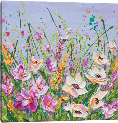 Flowers At Dawn Canvas Art Print - Olga Tkachyk