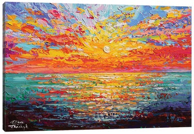 Red Sunset Canvas Art Print - Lake & Ocean Sunrise & Sunset Art