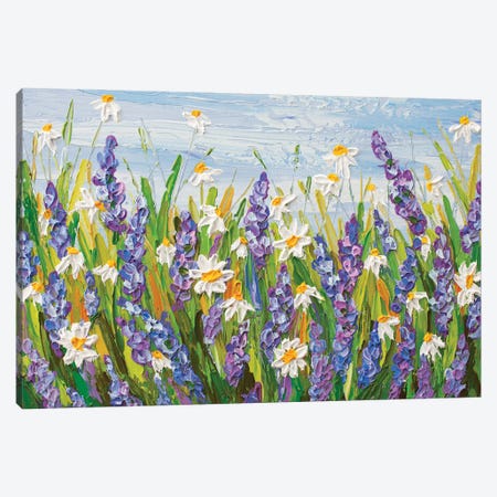 Lavender And Daisies Canvas Print #OTK271} by Olga Tkachyk Canvas Wall Art