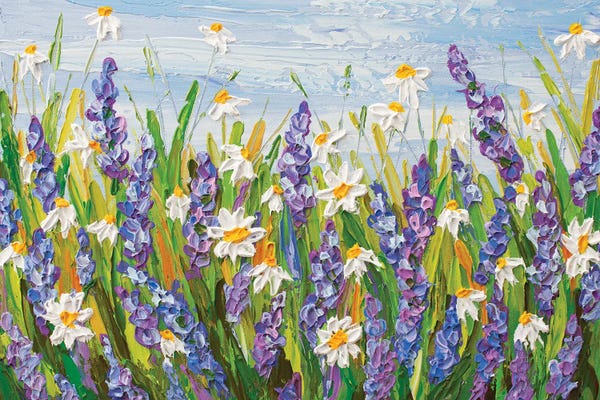 Daisies: Lavender And Daisies by Olga Tkachyk