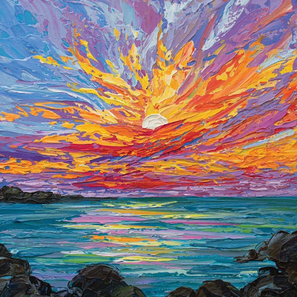 Olga Tkachyk: Ocean Rocks At Sunset by Olga Tkachyk