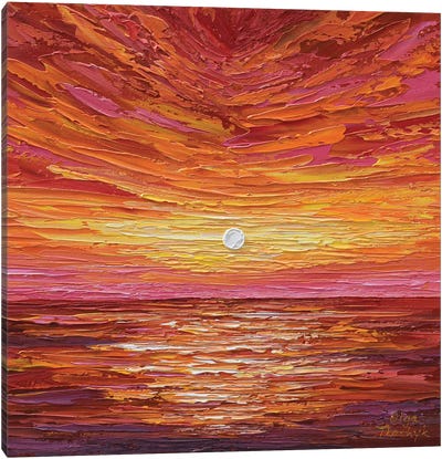 How Summer Sunset Canvas Art Print - Lake & Ocean Sunrise & Sunset Art