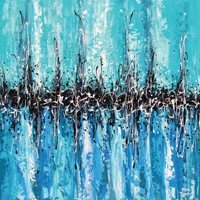 Aqua Blue Horizon by Olga Tkachyk framed canvas print