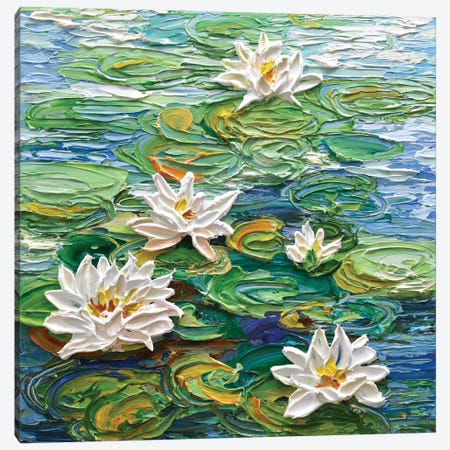 Waterlilies Pond III Canvas Print #OTK46} by Olga Tkachyk Canvas Artwork