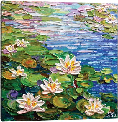 Waterlilies Pond II Canvas Art Print - Palette Knife Prints