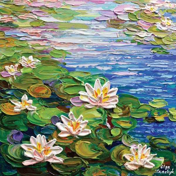 Palette Knife Prints: Waterlilies Pond II by Olga Tkachyk