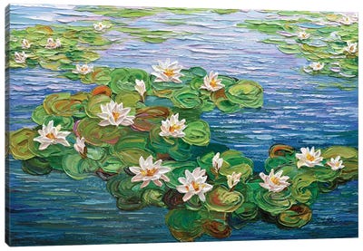 White Waterlilies Canvas Art Print - Olga Tkachyk