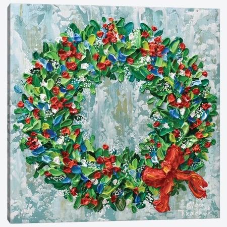 Christmas Wreath} by Olga Tkachyk Canvas Artwork