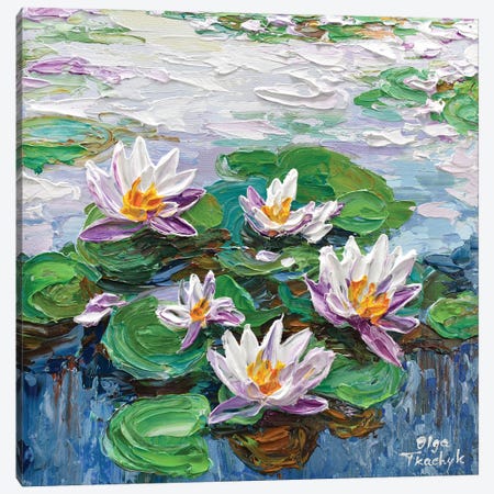 Water Lilies Pond Canvas Print #OTK51} by Olga Tkachyk Canvas Wall Art