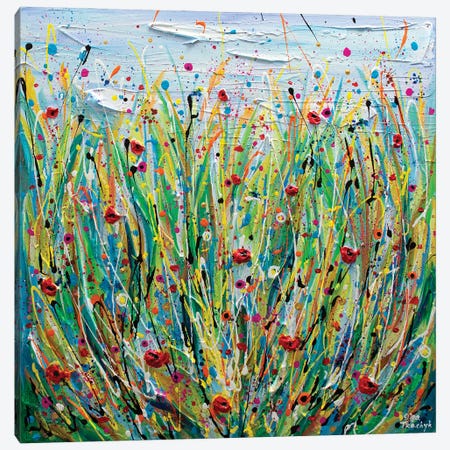 Poppy Meadow Canvas Print #OTK6} by Olga Tkachyk Canvas Art Print