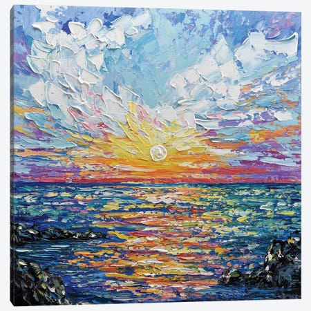 Sea Sunset Canvas Print #OTK72} by Olga Tkachyk Canvas Wall Art
