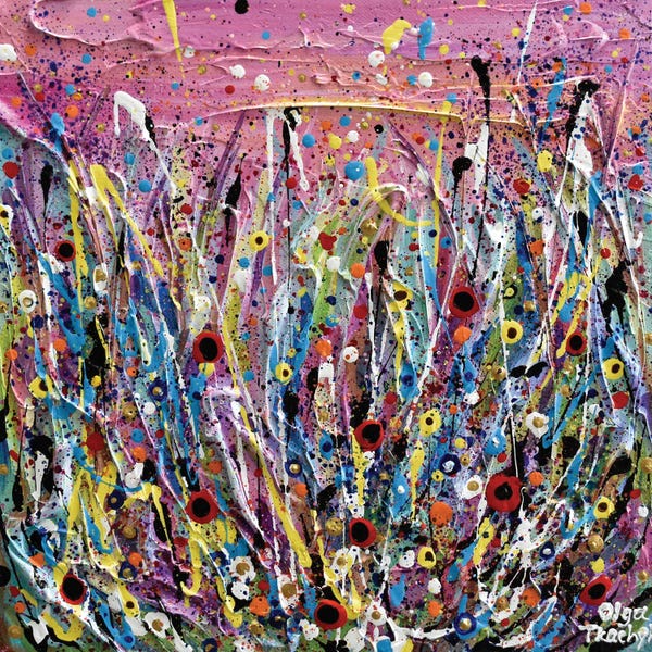 Olga Tkachyk: Pink Flowers Meadow by Olga Tkachyk