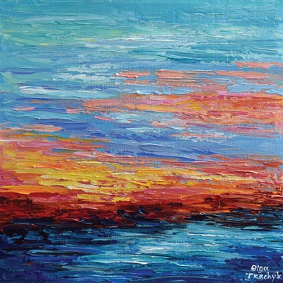Teal Sunset by Olga Tkachyk framed canvas print