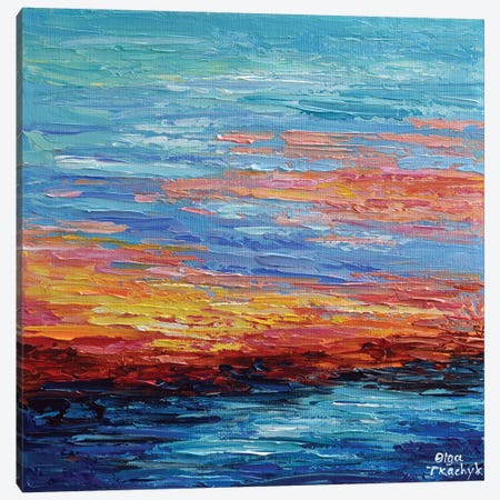 Teal Sunset Canvas Print #OTK89} by Olga Tkachyk Art Print