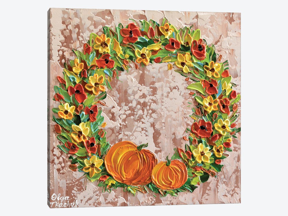 Pumpkin Wreath by Olga Tkachyk 1-piece Art Print