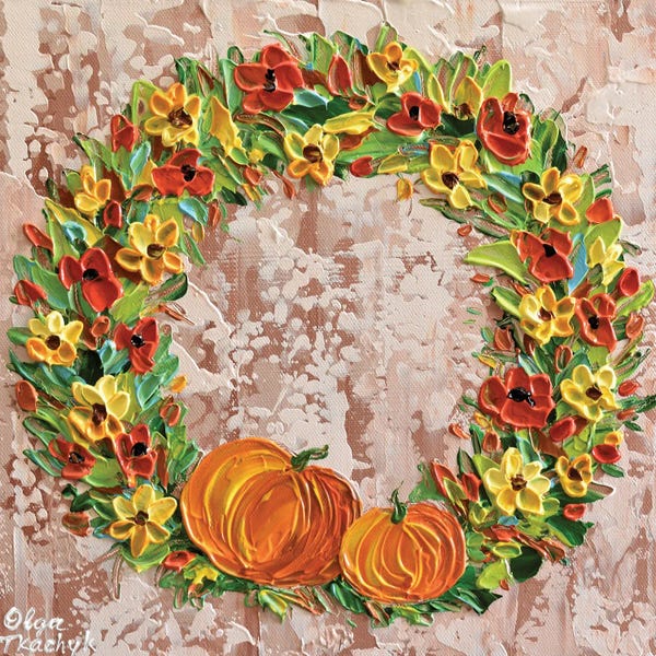 Olga Tkachyk: Pumpkin Wreath by Olga Tkachyk