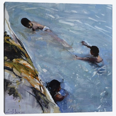 Playing In The River Canvas Print #OTL105} by Marco Ortolan Canvas Wall Art