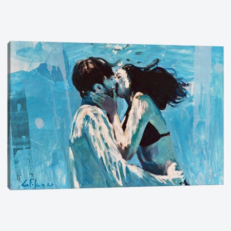 Kissing Underwater Canvas Print #OTL106} by Marco Ortolan Canvas Art