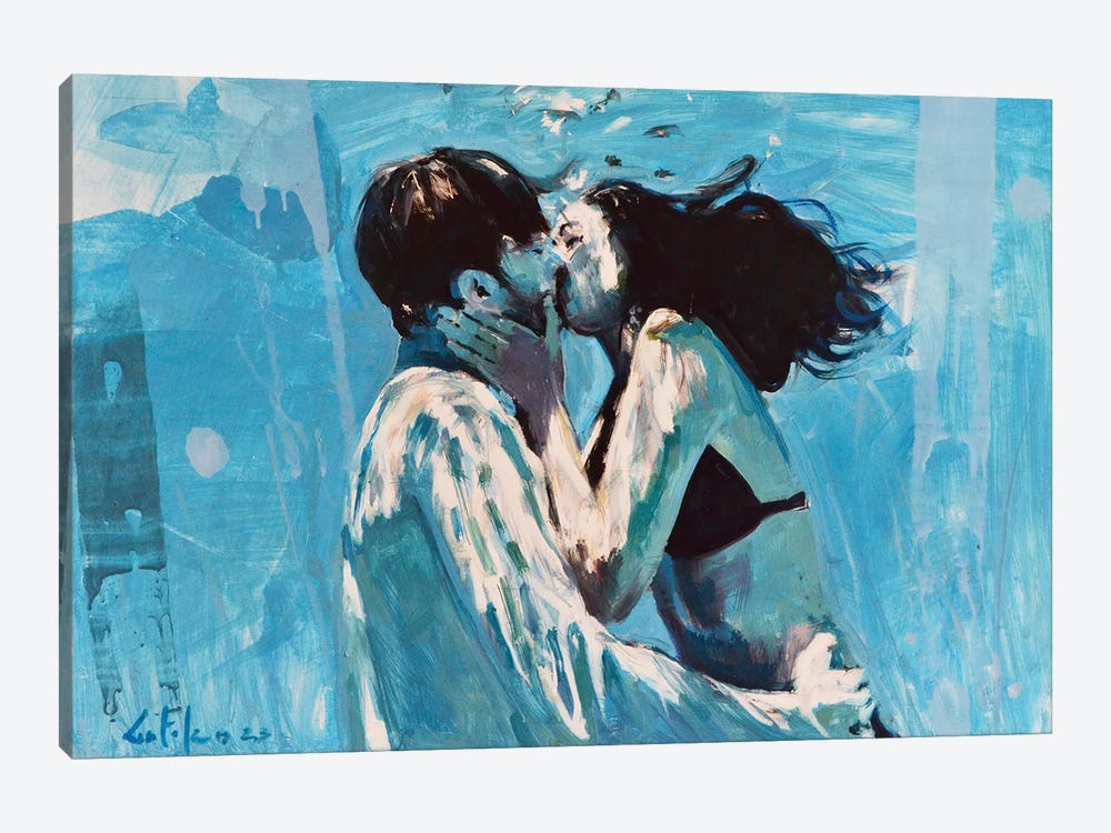Kissing Underwater by Marco Ortolan 1-piece Canvas Print
