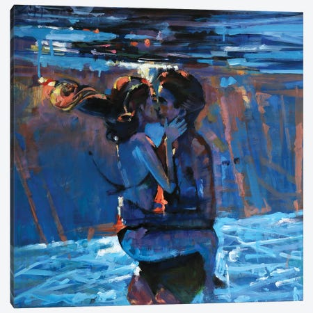 Kissing Underwater Canvas Print #OTL21} by Marco Ortolan Canvas Wall Art