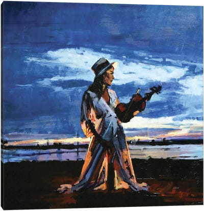 The Lady Of The Violin Canvas Art Print - Music Lover