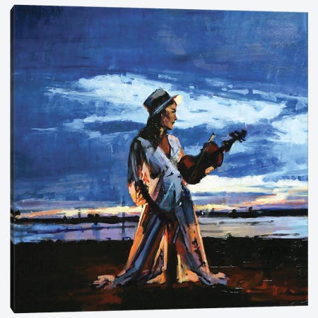 The Lady Of The Violin Canvas Print #OTL29} by Marco Ortolan Canvas Artwork