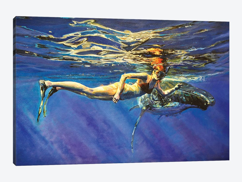 The Woman And The Whale by Marco Ortolan 1-piece Canvas Art Print