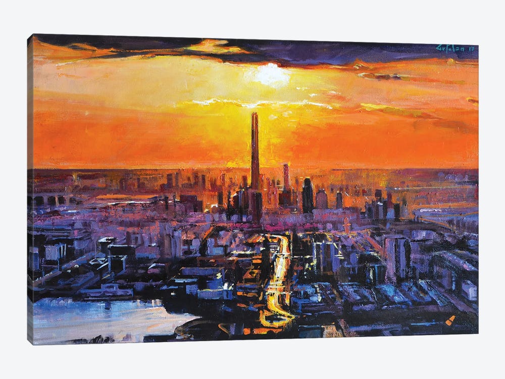 Sunset City by Marco Ortolan 1-piece Canvas Art