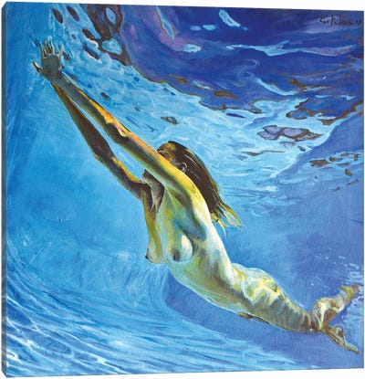 Diving The Ocean V Canvas Art Print - Calm Beneath the Surface