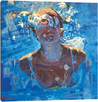 Diving The Ocean VIII Canvas Art Print - Women's Swimsuit & Bikini Art