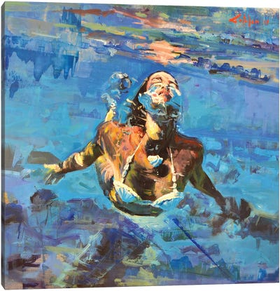 Diving The Ocean IX Canvas Art Print - Marco Ortolan