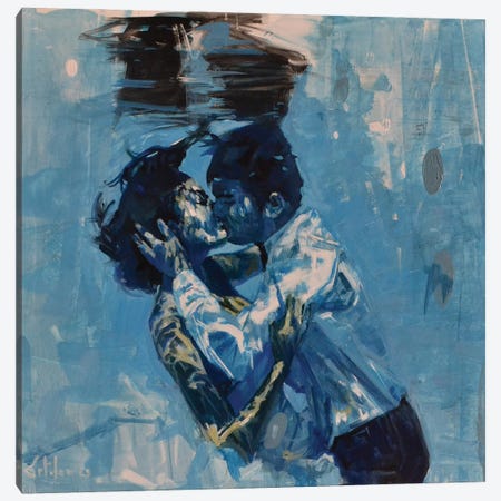A Kiss Underwater Canvas Print #OTL90} by Marco Ortolan Canvas Art Print