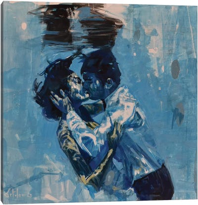 A Kiss Underwater Canvas Art Print - Marco Ortolan