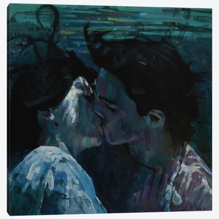 The Kiss Underwater Canvas Print #OTL98} by Marco Ortolan Canvas Art Print