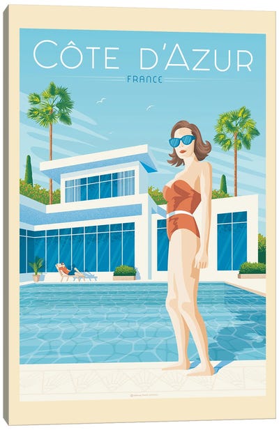 French Riviera Travel Poster Canvas Art Print - Olahoop Travel Posters