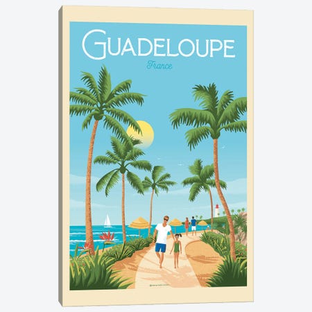 Guadeloupe Island France Travel Poster Canvas Print #OTP103} by Olahoop Travel Posters Canvas Artwork