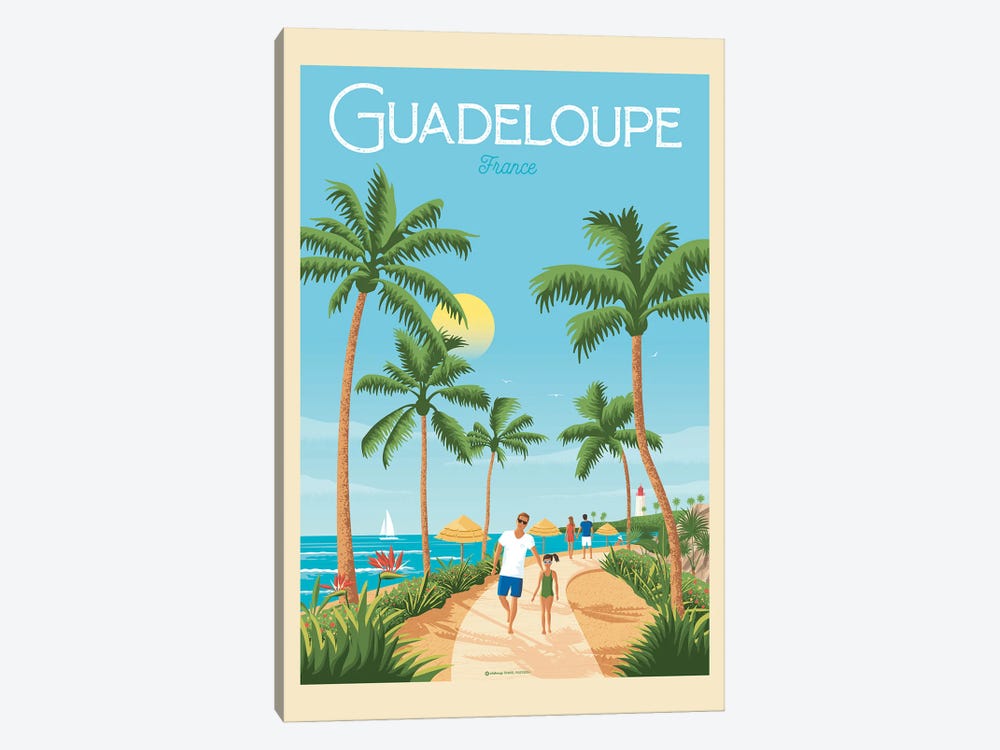 Guadeloupe Island France Travel Poster by Olahoop Travel Posters 1-piece Art Print
