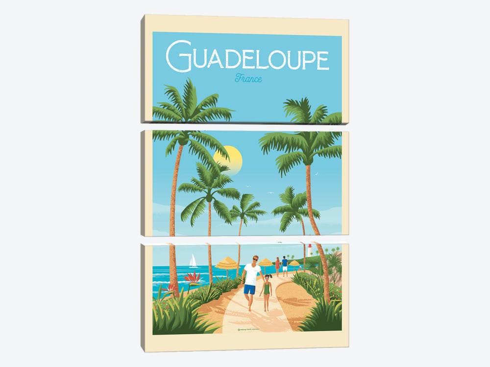 Guadeloupe Island France Travel Poster by Olahoop Travel Posters 3-piece Canvas Art Print