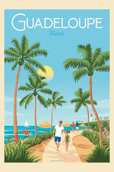 Olahoop Travel Posters: Guadeloupe Island France Travel Poster by Olahoop Travel Posters