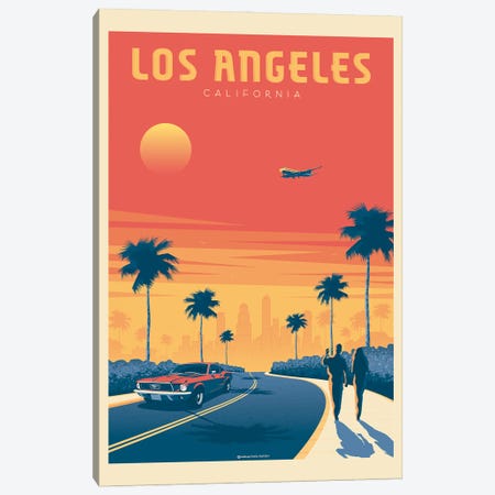 Los Angeles California Sunset Travel Poster Canvas Print #OTP104} by Olahoop Travel Posters Canvas Art Print