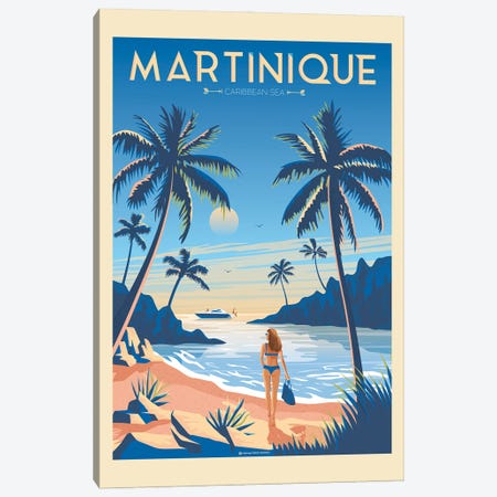 Martinique Island France Travel Poster Canvas Print #OTP106} by Olahoop Travel Posters Art Print