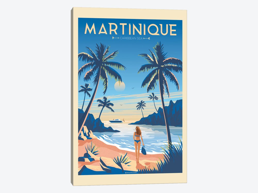 Martinique Island France Travel Poster by Olahoop Travel Posters 1-piece Canvas Artwork