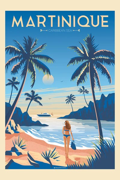 Olahoop Travel Posters: Martinique Island France Travel Poster by Olahoop Travel Posters